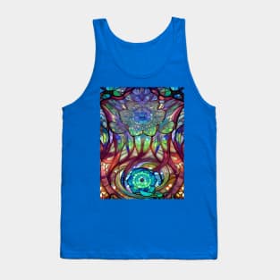 Beautiful Colorful Stained Glass Roses Tank Top